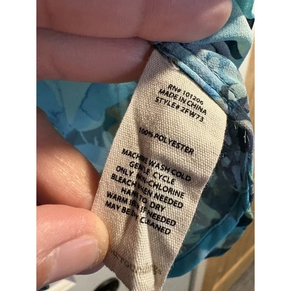 Soft Surroundings Floral Blouse Womens Medium Teal Boho Button Front Tunic Top - Picture 5 of 6